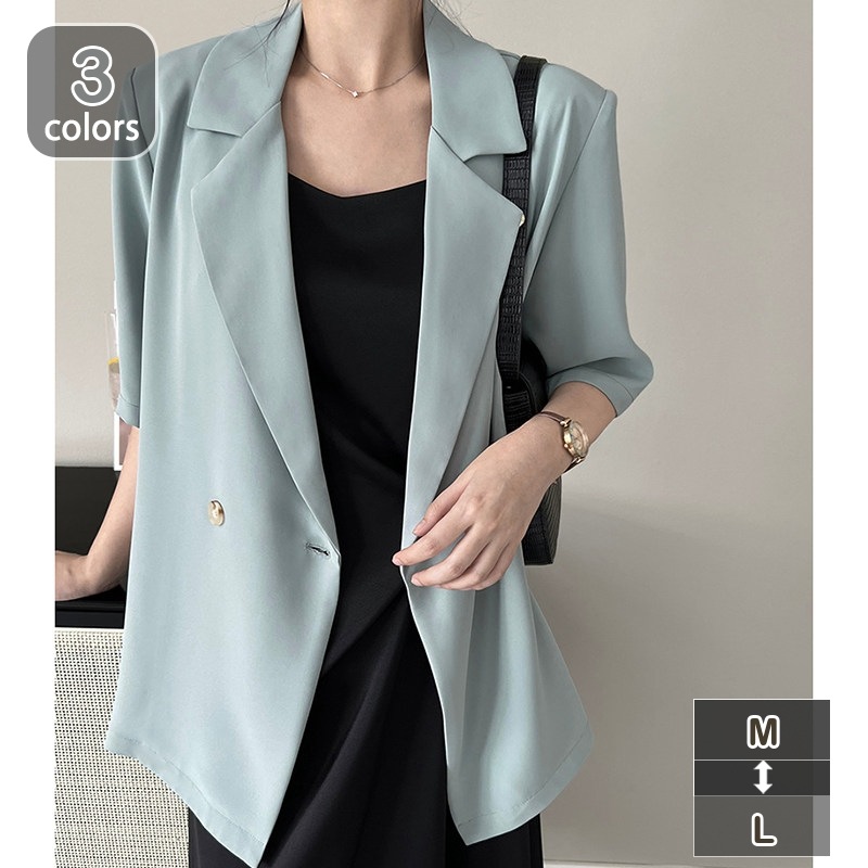 テーラードジャケット レディース 薄手 おしゃれ オフィス シンプル 無地 半袖 ミドル丈 すっきり 通勤 通学 カジュアル キレイめ アウター 夏新作 二次会 パーティー 軽量 女性 お洒落 夏物