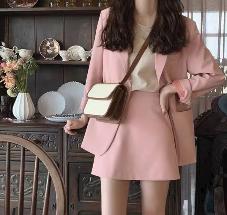 ピンクセットアップ ジャケット ミニスカート スーツ ミニ ミニ丈 袖あり 2way 3way 上下
