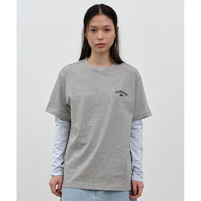 Nau グラフィック半袖Tシャツ メランジグレー 496243