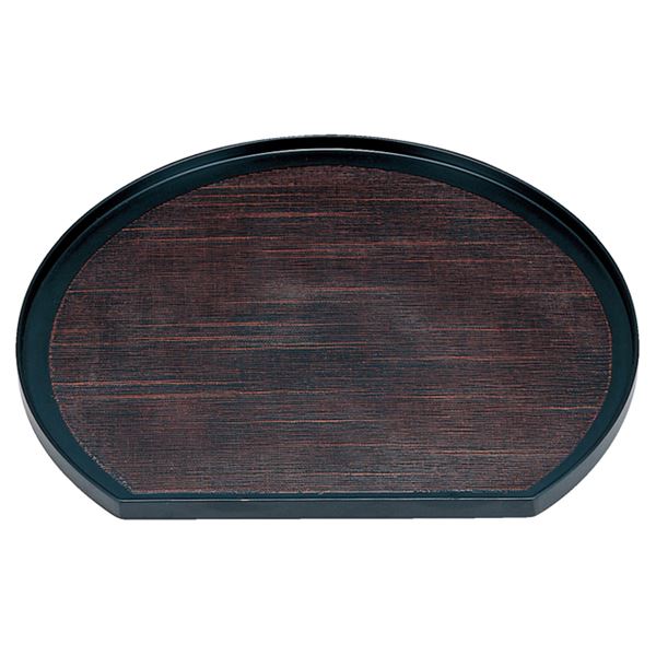 尺2 布目半月盆/トレー (曙塗 木) 360mm×319mm×13mm 日本製 木製 (和食 レストラン 居酒屋 店舗 お店)