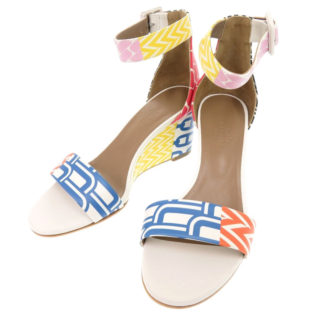 未使用品 アンクルストラップウェッジソール サンダル レザー ホワイト 1070【中古】 レディース 38,675円