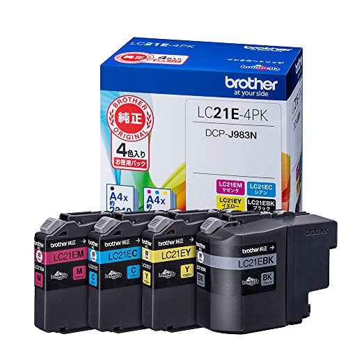 【brother純正】インクカートリッジ4色パック LC21E-4PK 対応型番:DCP-J983N