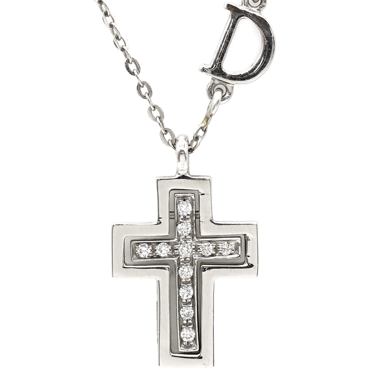 ダミアーニ DAMIANI ネックレス ベルエポック K18WG ダイヤモンド ホワイトゴールド ペンダント Au750 18金 ダイヤ クロス 十字架 【箱】【中古】