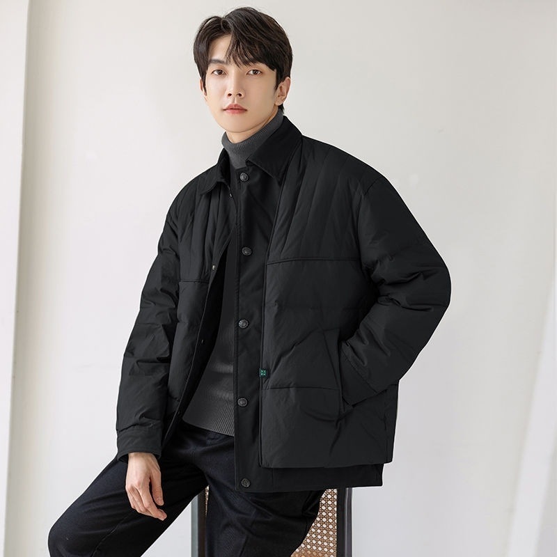 綿の服カジュアルラペルスプライシングビジネス冬のジャケットのトップスの男性のShanlidadiシンプルな偽のツーピーストレンド