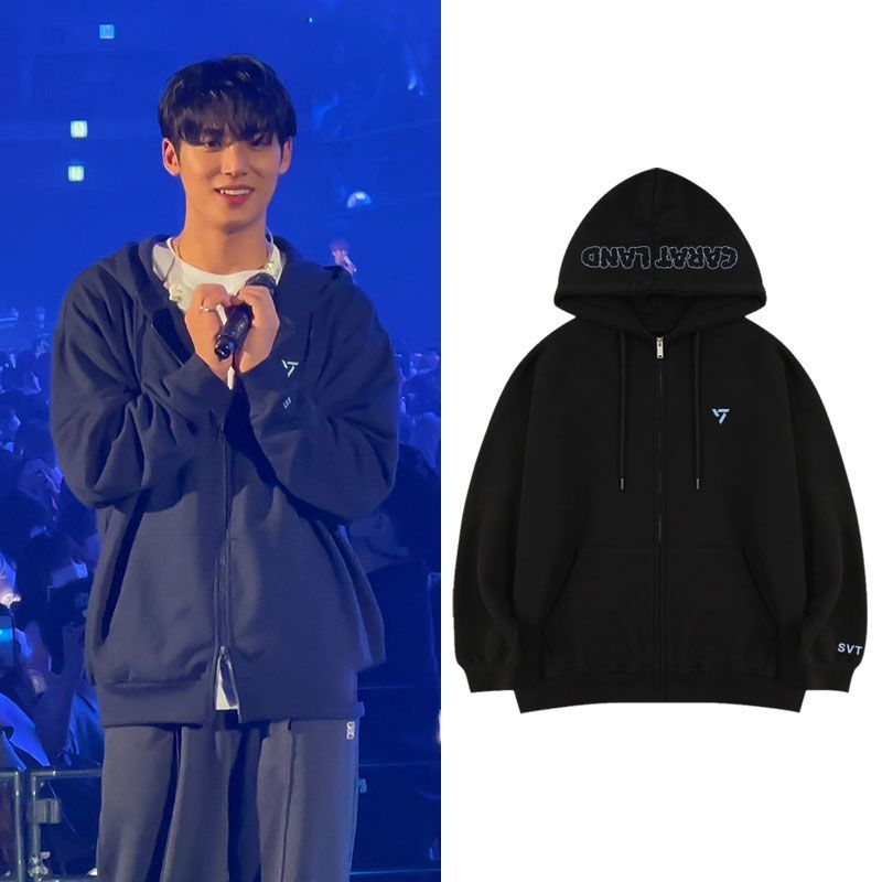Seventeen Fmコンサート応援ガード服プラスフリース薄地ジッパーフードカーディガン