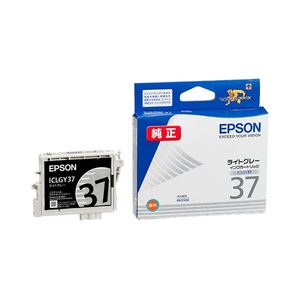 （まとめ） エプソン EPSON インクカートリッジ ライトグレー ICLGY37 1個 (×4セット)