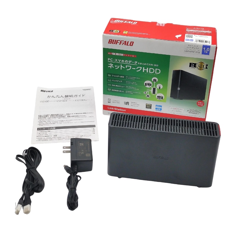 【中古 動作確認済】 BUFFALO NAS スマホ/タブレット/PC対応 ネットワークHDD 1TB LS210D0101G
