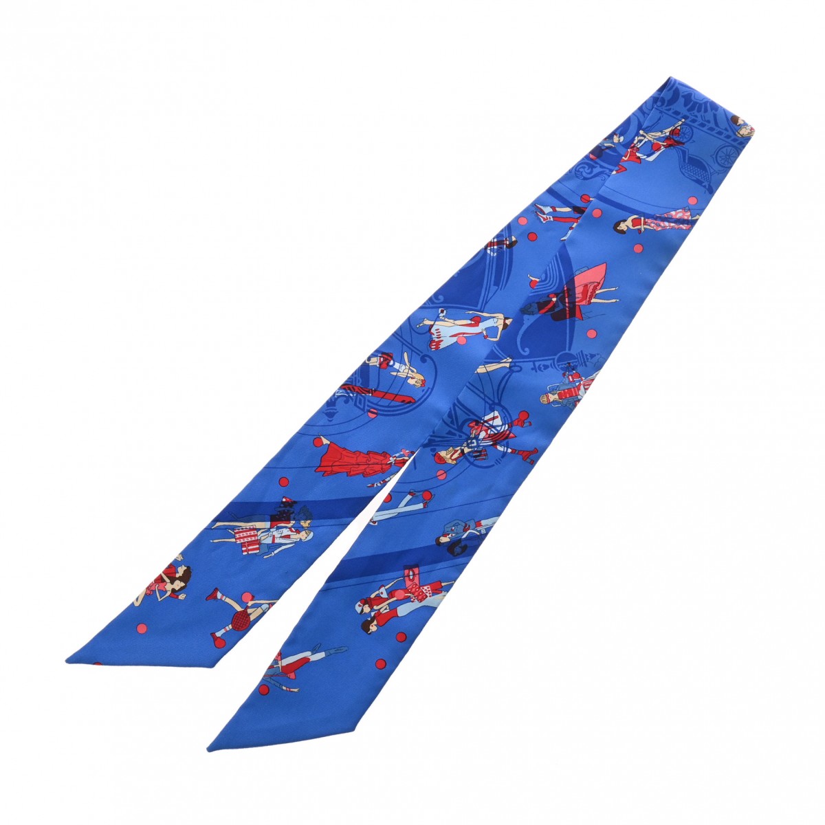 ツイリー EX-LIBRIS LES PARISIENNE ブルー レディース シルク100％ スカーフ Aランク 中古 銀蔵 16,117円