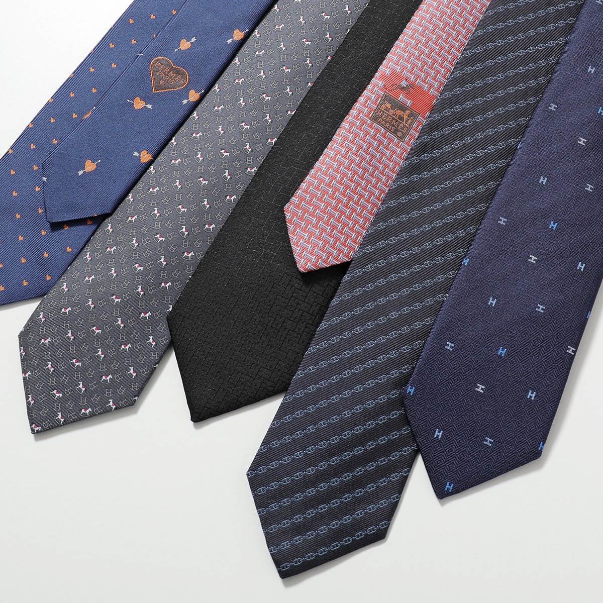 HERMES エルメス ネクタイ TIE メンズ フランス製 シルク H柄 シェーヌダンクル シルクツイルタイ ジャガード ショッパー+ブランド箱 ギフト