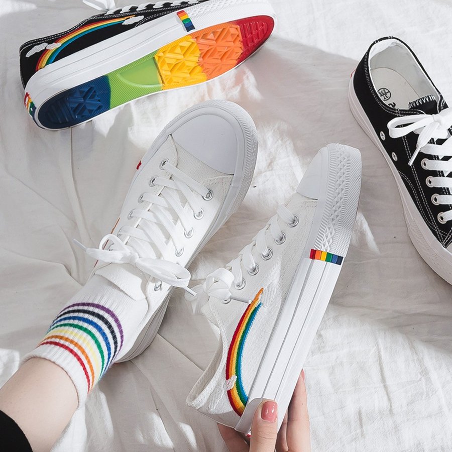 キャンバス スニーカー レディース Sale ローカット 刺しゅう入り 配色 おしゃれ 靴 シューズ履きやすい