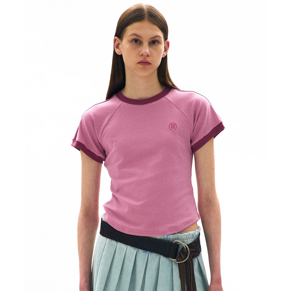 PARTIMENTO WOMEN カレッジストライプリンガーティー_ピンク