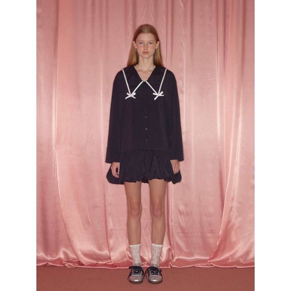 デュー E DEW E トライアングルリボンドレスブラック