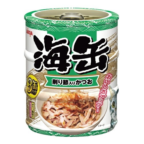 （まとめ買い）海缶ミニ3P 削り節入りかつお 180g（60gx3缶） 猫用フード [x12]