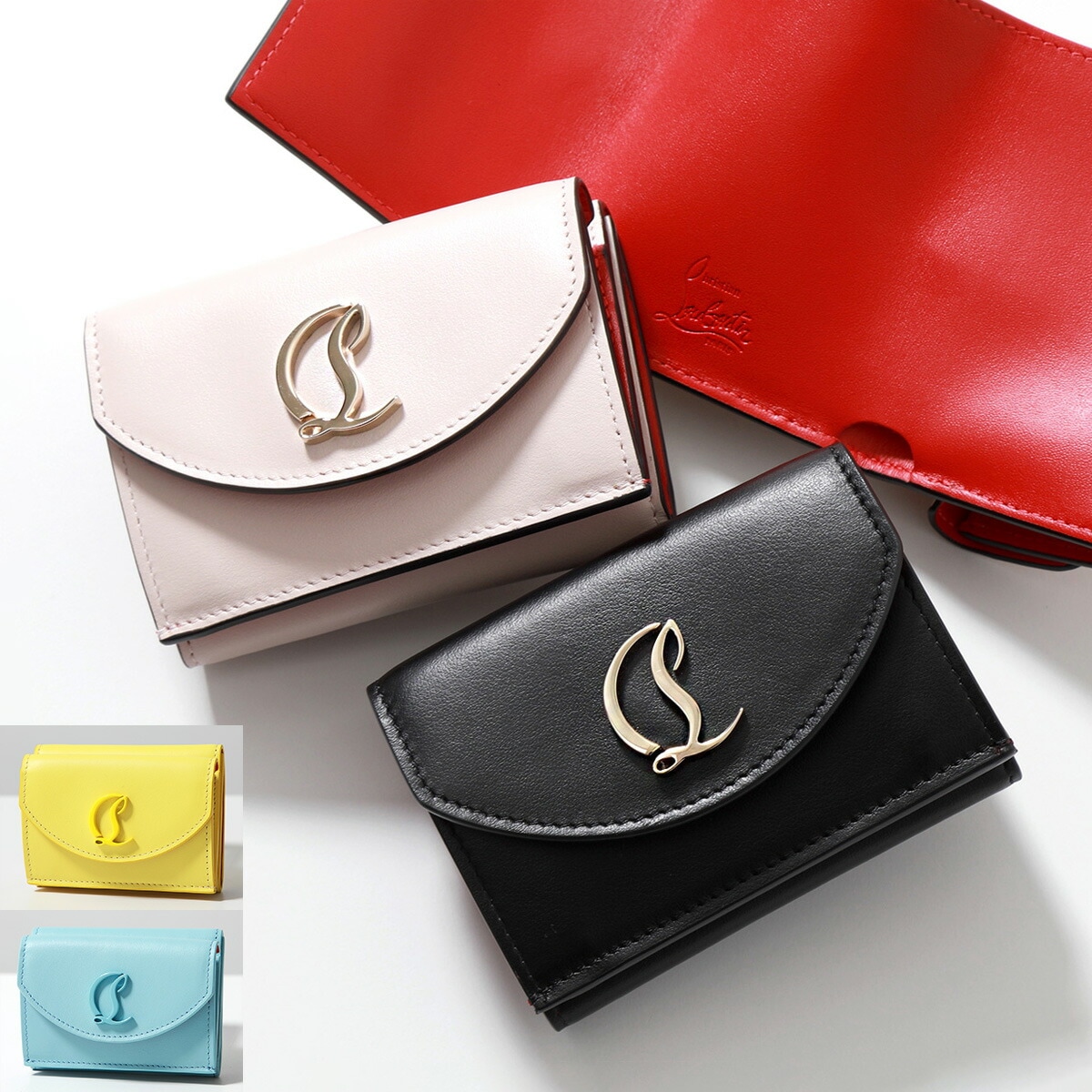 Christian Louboutin クリスチャンルブタン 三つ折り財布 Loubi54 3235108 レディース レザー ミニ財布 バイカラー カラー4色