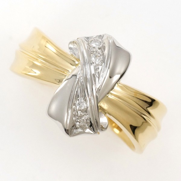 PT900 プラチナ K18YG リング 指輪 9.5号 ダイヤ 0.024 ジュエリー 中古