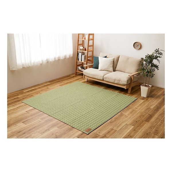 スウェットキルトラグ ココン 約190×190cm 洗濯可 ホットカーペットカバー グリーン 240638011 5,375円