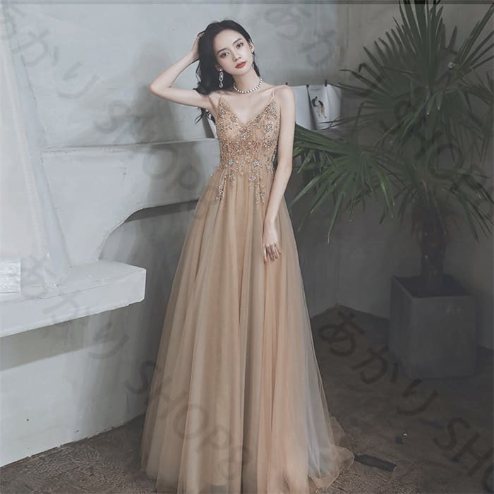 リピーター続出カラードレス 演奏会 カラードレス シャンパン Aライン カラードレス 二次会 花嫁 二次会ドレス 結婚式 ブライダル 前撮り 演奏会ドレス 披露宴 コンサート イブニングドレス カクテ