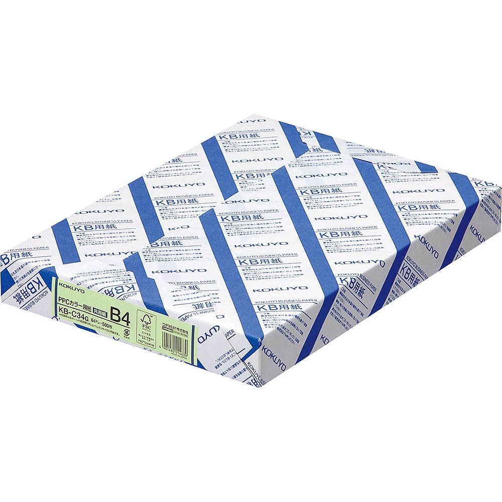 （まとめ買い）PPCカラー用紙 共用紙 FSC認証 B4 500枚 緑 KB-C34G [x3]