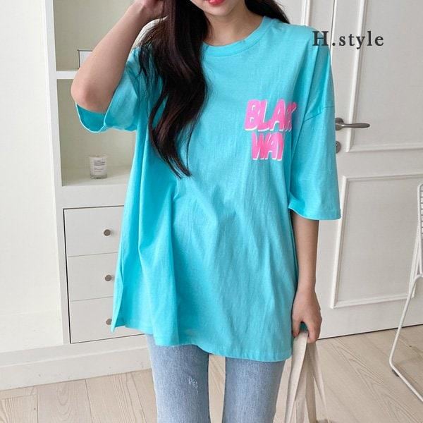 Hスタイル(PS)ウェイプルボックスTシャツ/春の新商品/ボックスフィット/Tシャツ/スウェットシャツ/MTM/ルーズフィット/季節の変わり目