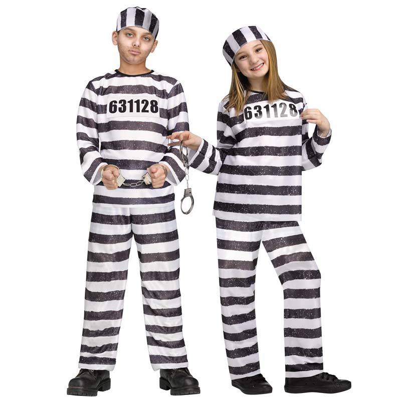 コスプレ 仮装 囚人服 子供用 M 【 コスプレ 衣装 ハロウィン 仮装 コスチューム 服 キッズ 子供 こども 女の子 パーティーグッズ 男の子 子ども用 プリズナー 】