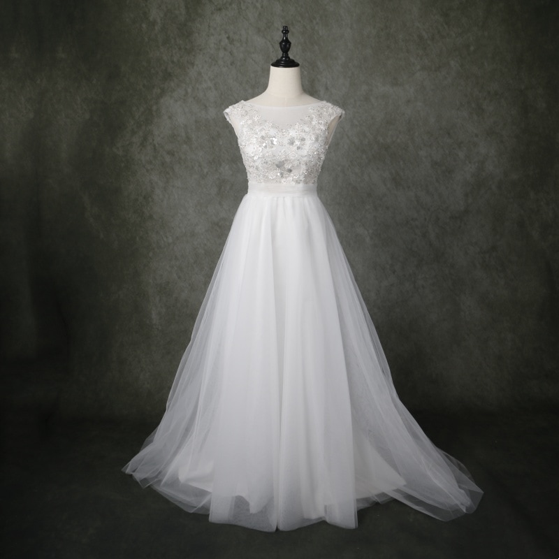 上品!ウエディングドレス キラキラスパンコール ソフトチュール 結婚式/披露宴