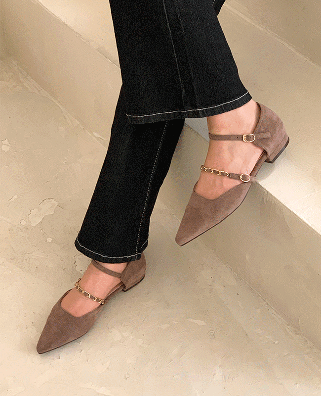 [MILOVANY] ラビンスエード チェーン メリジェーン フラット2cm