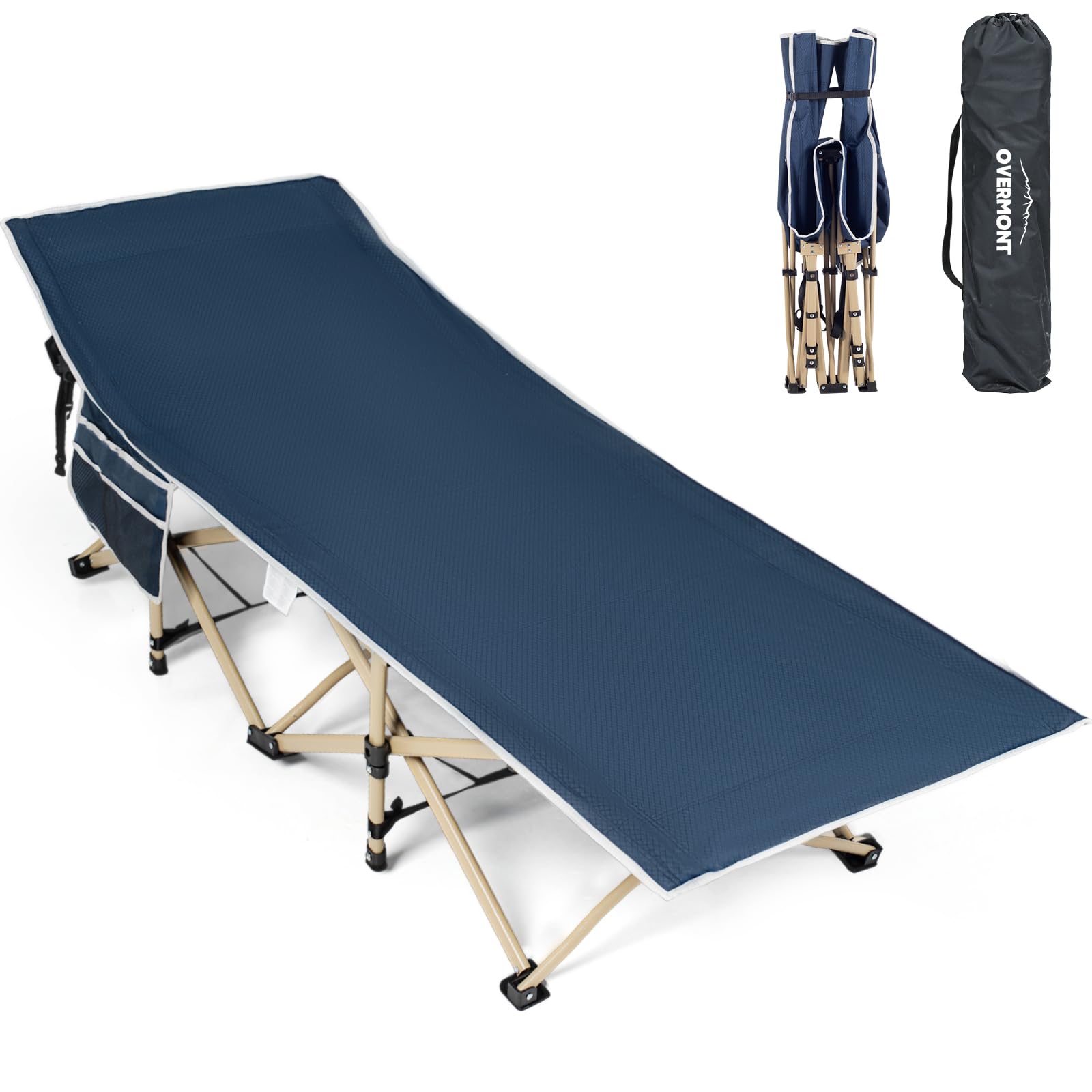 Overmont アウトドアコット 耐荷重250kg 71cmワイド 2400D高密度 折りたたみベッド キャンプ コット サマーベッド 収納袋付き 簡易ベッド 組立不要 キャンプ