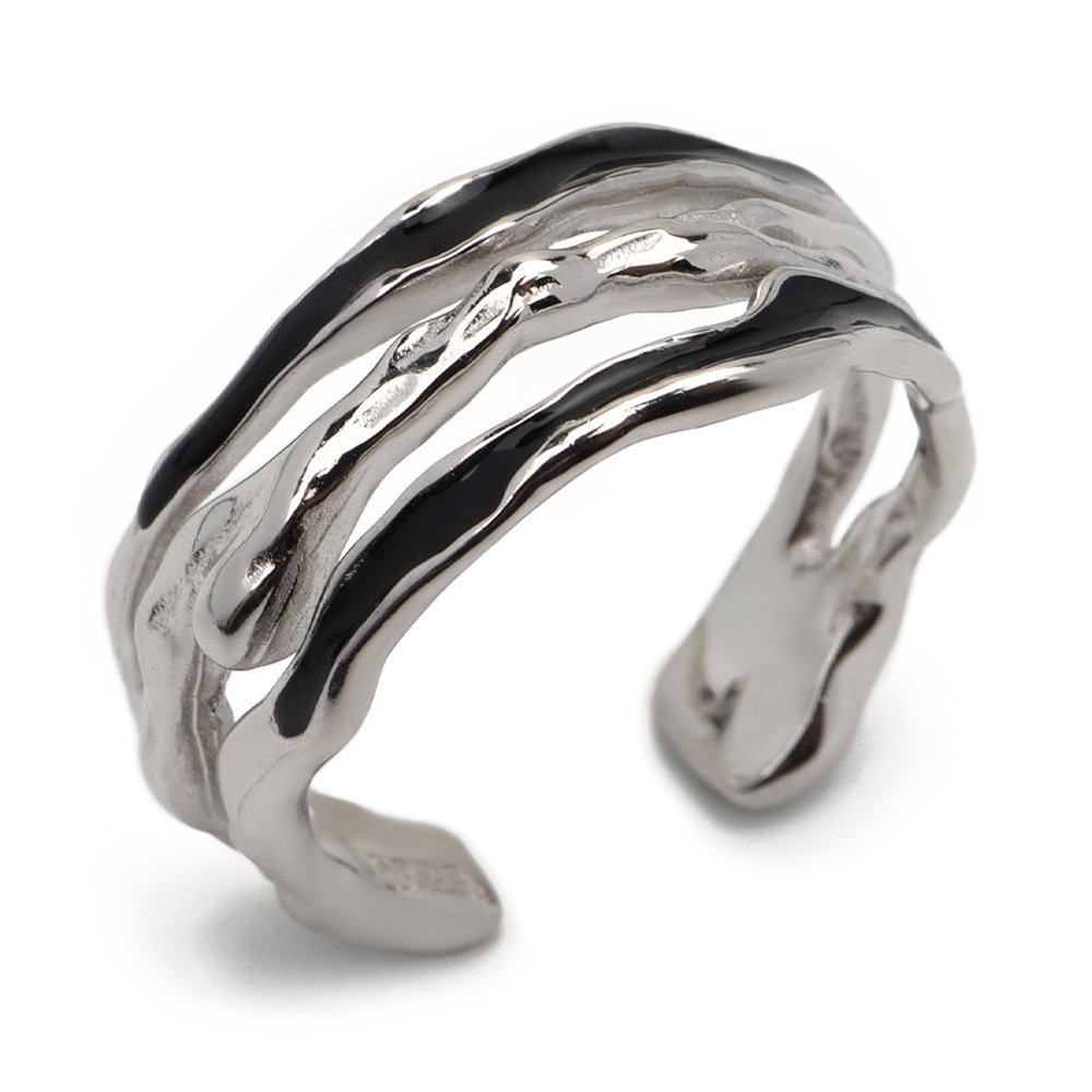 925 アンニュイな線を描くリング [cr559-black]