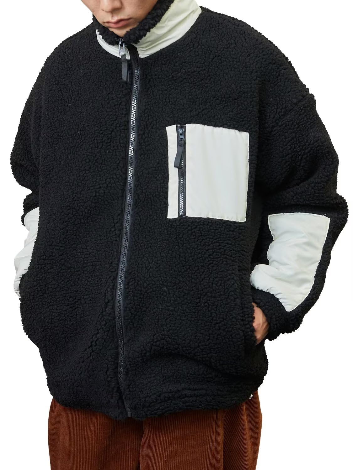 [Fuyumoe] ボアジャケット メンズ ジャケット 冬 アウター コート 大きいサイズ 冬服 ボア スタンド ブルゾン ゆったり もこもこ 防寒 厚手 秋冬 ユニセックス