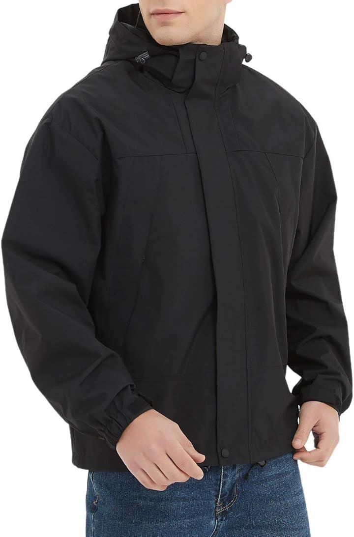 マウンテンパーカー メンズ ウェア 登山 ジャケット アウトドア 登山服 防寒 撥水 カジュアル かっこいい バイク 釣り キャンプ 自転車 トレッキング ツーリング(ブラック, M)