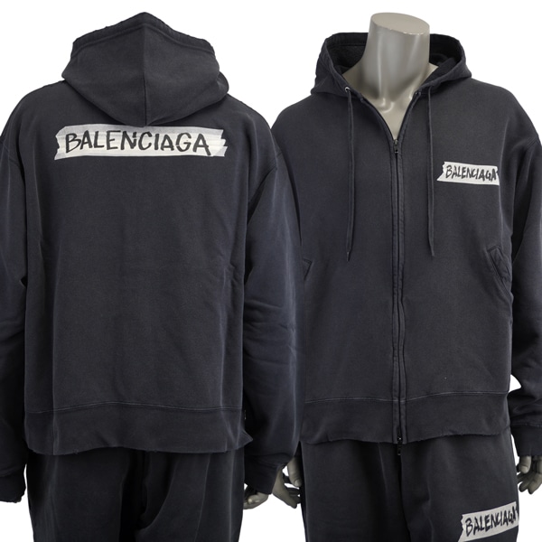BALENCIAGA バレンシアガ Masking Tape アートワーク ロゴ ジップ パーカー/850338 TTVL7 1041