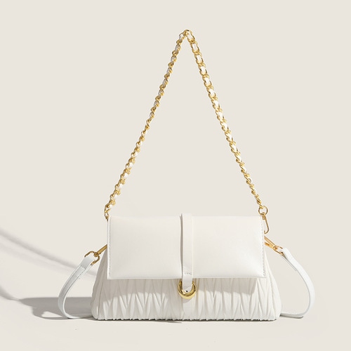 (2色) チェーンショルダー ストラップ プリーツバッグ 革ショルダーバッグ 4,801円