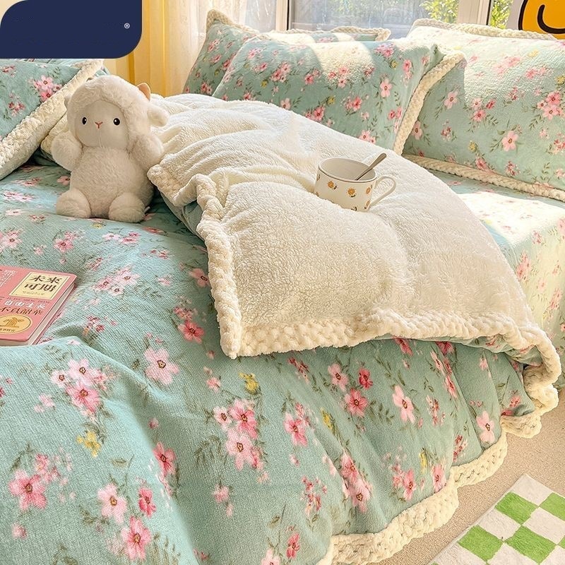 韓国新しいシーツ4点セット ファッション防寒シーツセット 大人気フランネル寝具カバー