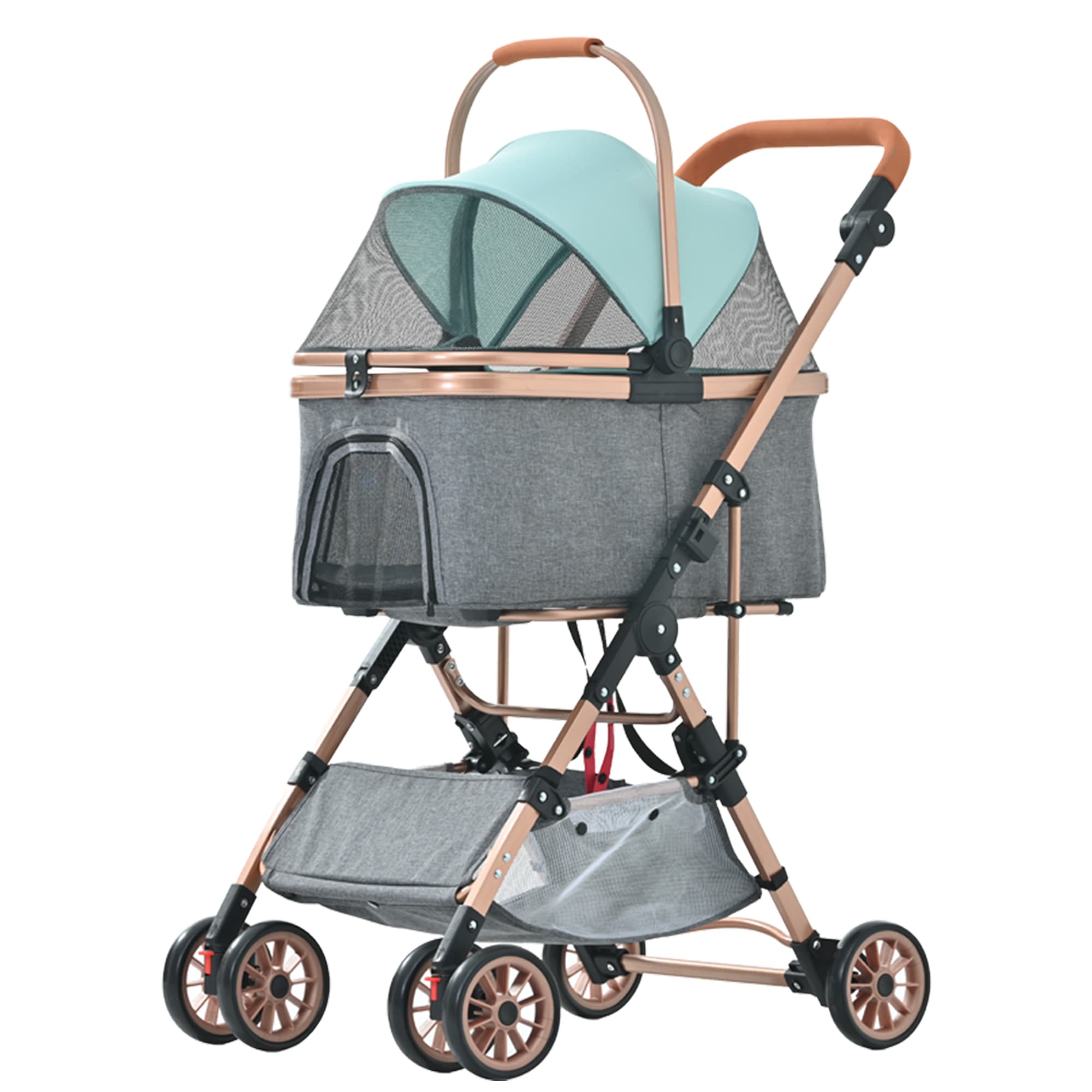 【国内即発送】ペットカートアルミ製 分離式 取り外し可能 折りたたみ 多頭 中型犬 小型犬 猫 2way 軽量 ストッパー付き 4輪 組立簡単 工具不要 介護用 ドッグカート ペットバギー 犬 猫 動