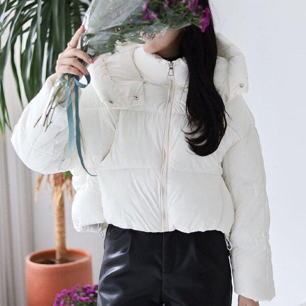 (OT)フードクロップパディングジャンパー 冬 女性 パディング ジャンパー