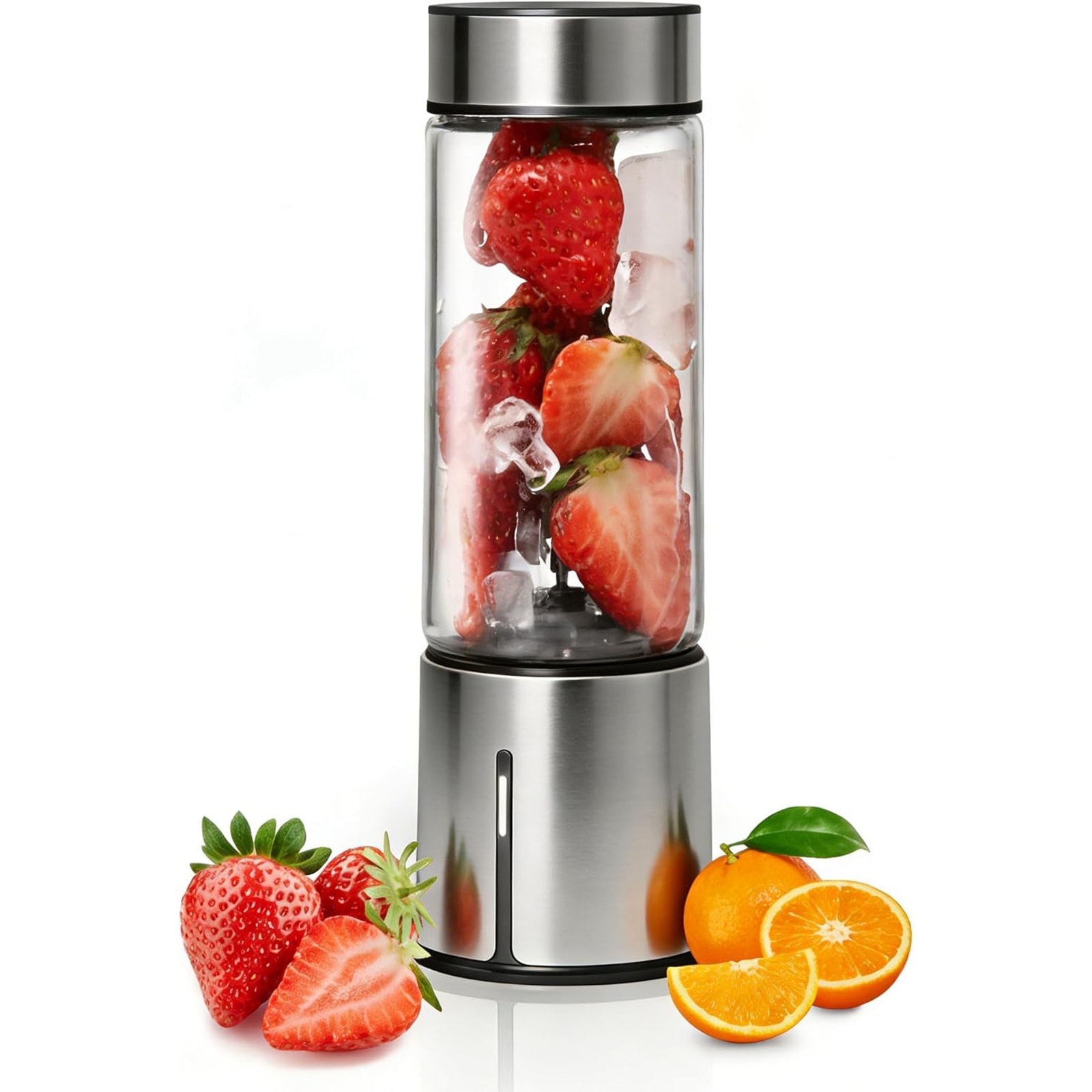 ミキサー スムージー 氷も砕ける ジューサー 小型 静音 ガラス容器 無臭無味 450ml 4000mAh 278W ハイパワー 18000RPM 高速回転 1台多役 4枚刃 スムージー ブレンダー