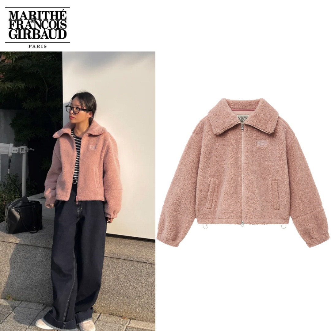 [MARITHE FRANCOIS GIRBAUD]W FLEECE COLLAR JACKET pink