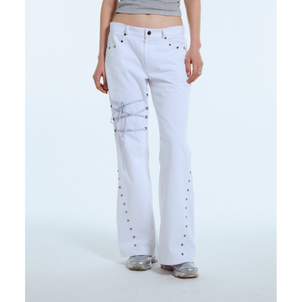 ラティジェント L1 リボンブーツカットパンツ (ホワイト)