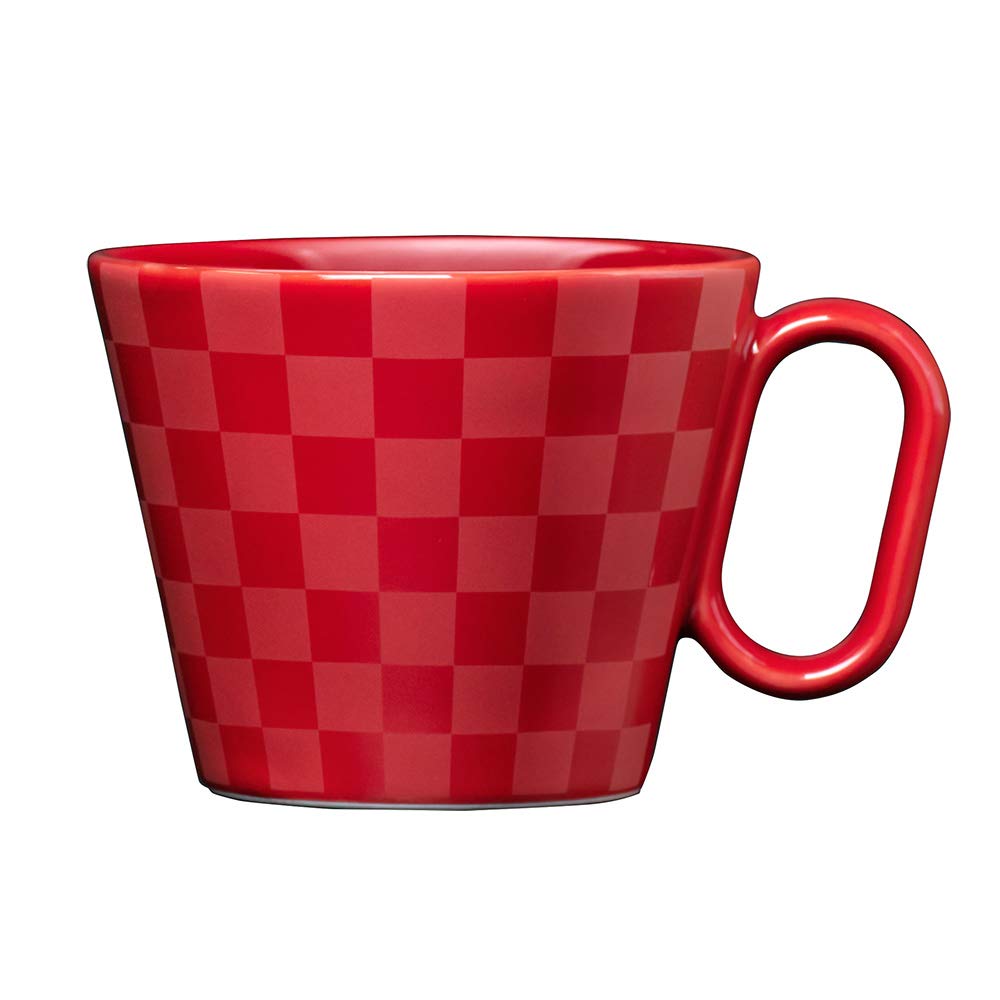 Wired Beans ワイヤードビーンズ 生涯を添い遂げるマグ 有田焼 レギュラー 市松 マグカップ 240ml (レッド (艶)) 退職祝い マグ 記念品