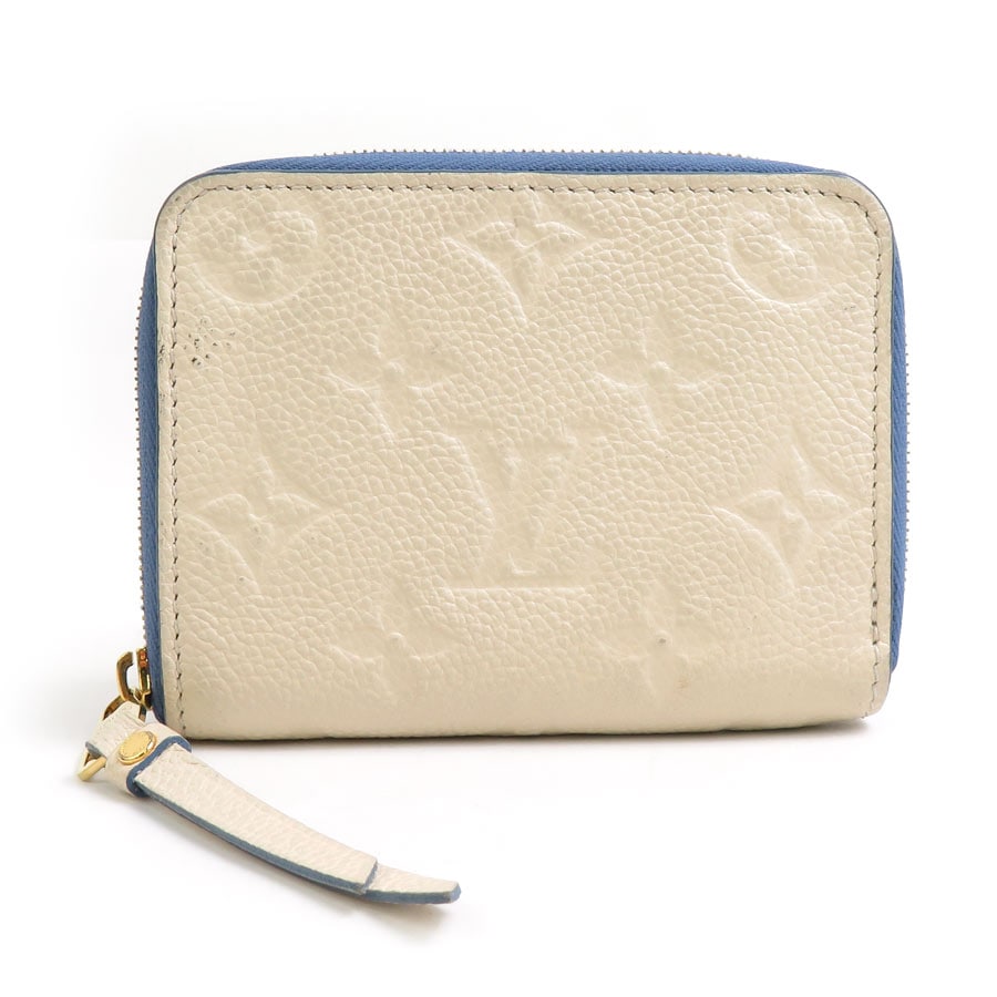 ルイ ヴィトン LOUIS VUITTON コインケース モノグラムアンプラント ジッピーコインパース モノグラムアンプラント アイボリー/ブルー ゴールド レディース e60176a