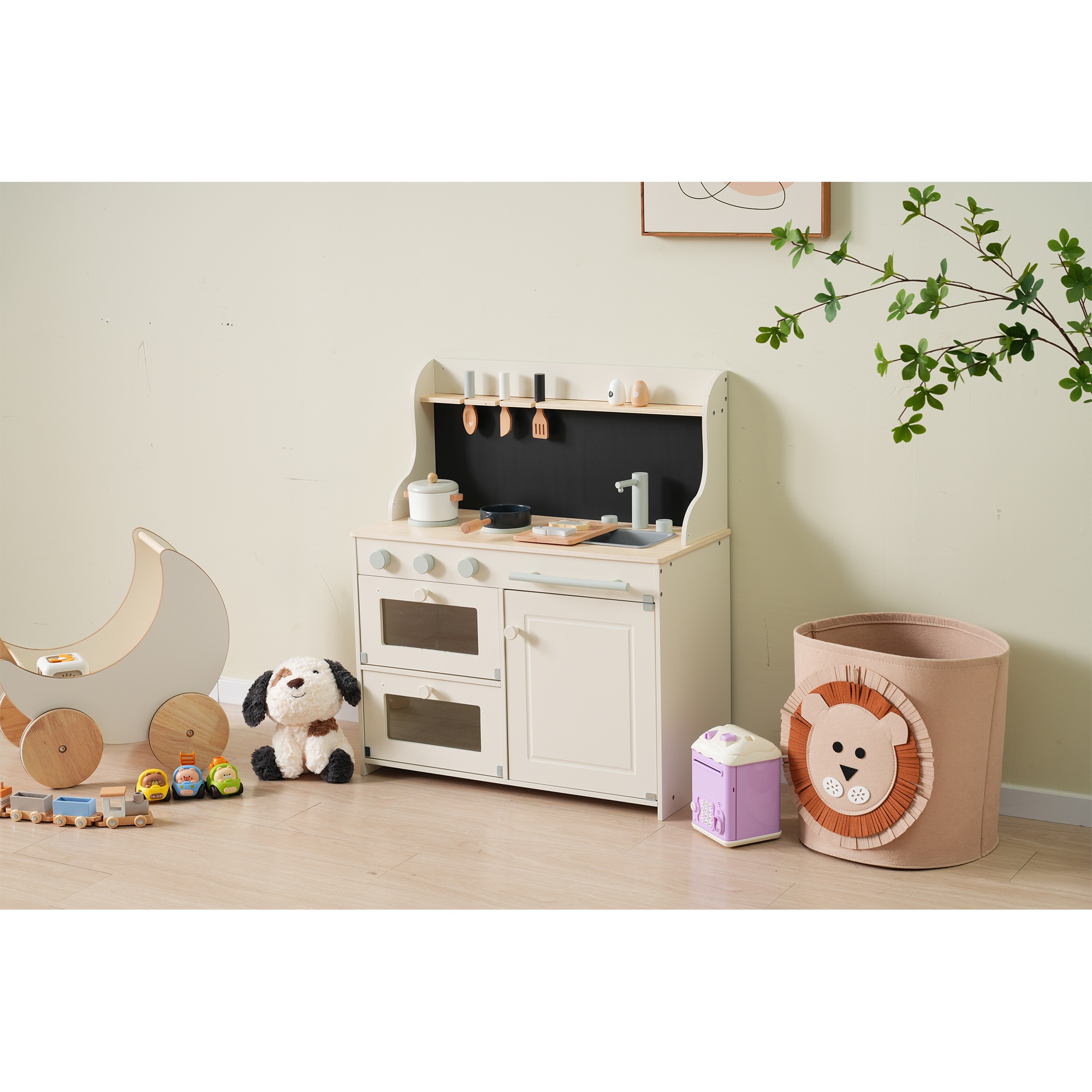 おままごと キッチン 木製 黒板付き 調理器具付き ままごとセット 誕生日 台所 知育玩具 子供用 子供 収納 まねっこ コンロミニキッチン おもちゃキッチン キッズ ベビー プレゼント ホワイト