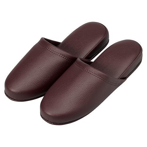 オーミケンシ 抗菌レザー調スリッパ10足 ダークワイン 36037 （10P） 00069837