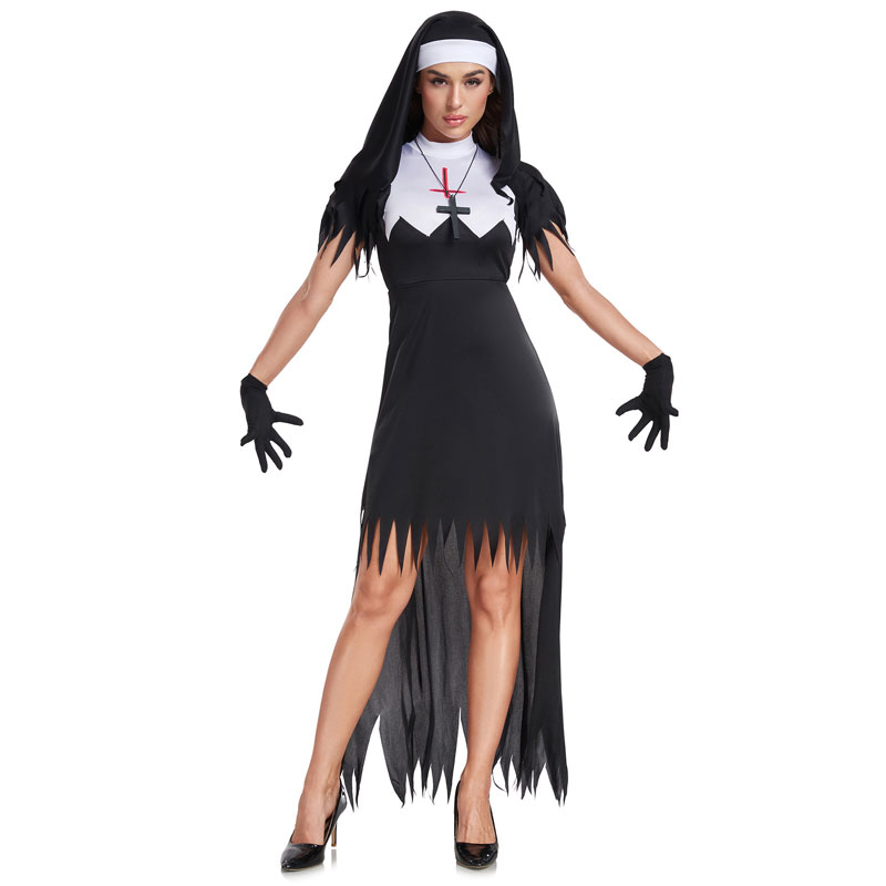 ハロウィンコス レディース 大人服 レッド ゾンビ 修道女 スカート コスチューム 衣装 大人用コスチューム ロールプレイ服