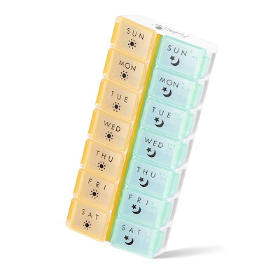 他サイト： Fullicon 薬ケース 1週間 1日2回 ピルケース 携帯用 縦式 ミニサイズ コンパクト Pill Case Pill Organizer 飲み忘れ防止 持ち運びやすい Leaf(リーフ)(【英の商品画像