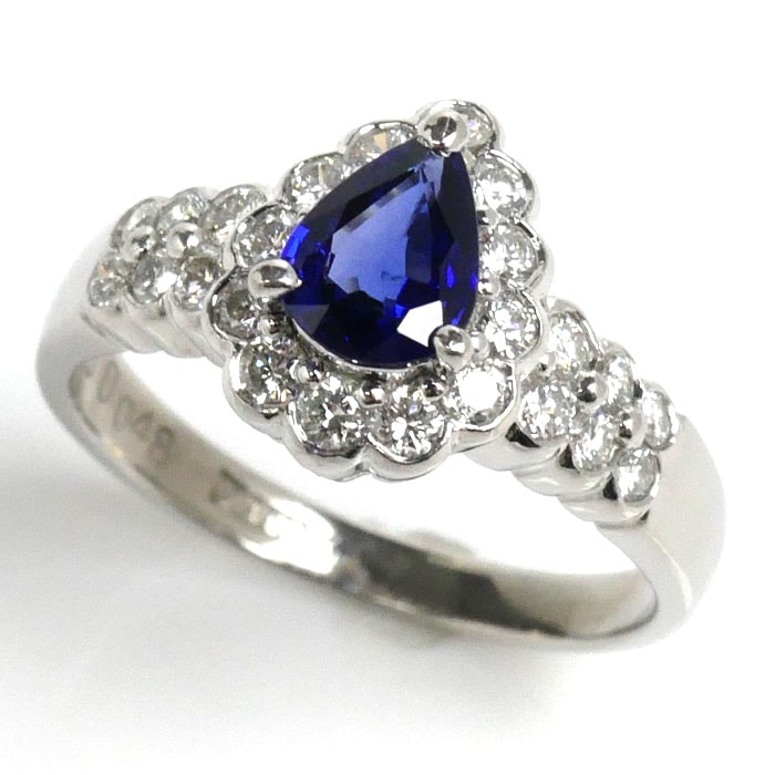 Pt900プラチナ サファイア リング指輪 サファイア0.63ct ダイヤモンド0.48ct 10号 4.6g レディース 中古指輪