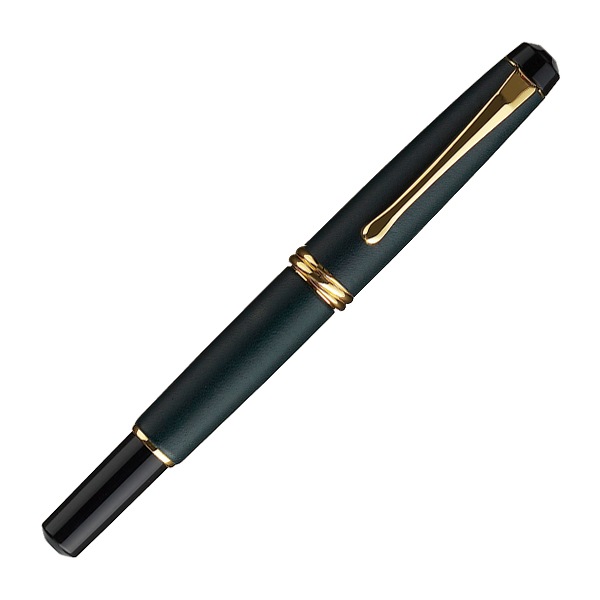 呉竹 Kuretake くれ竹万年毛筆 夢銀河 本革 緑