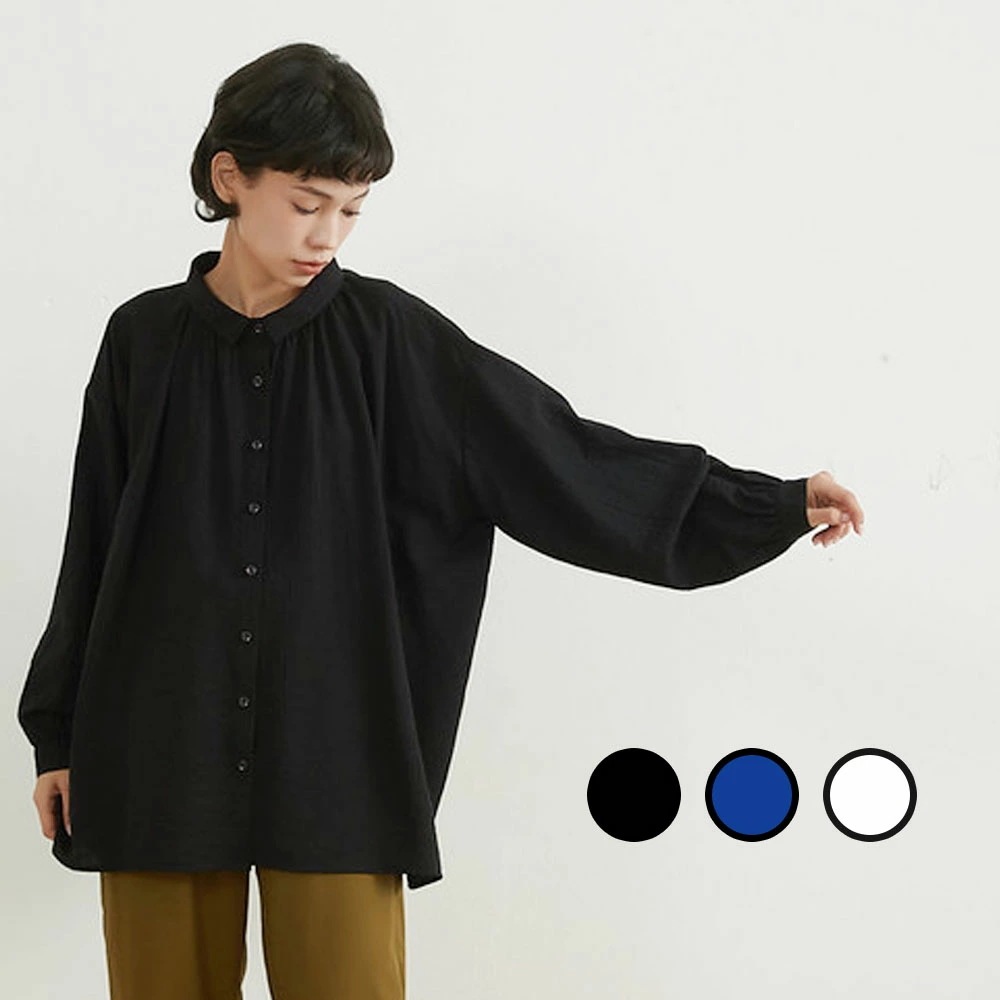【赤字覚悟 最安挑戦】ルーズフィット 長袖シャツ 秋ブラウス 凹凸素材 シワ防止 ギャザー ふわゆれ トップス カジュアル レディース おしゃれ ファッション 秋コーデ ユニークデザイン リラックスフ