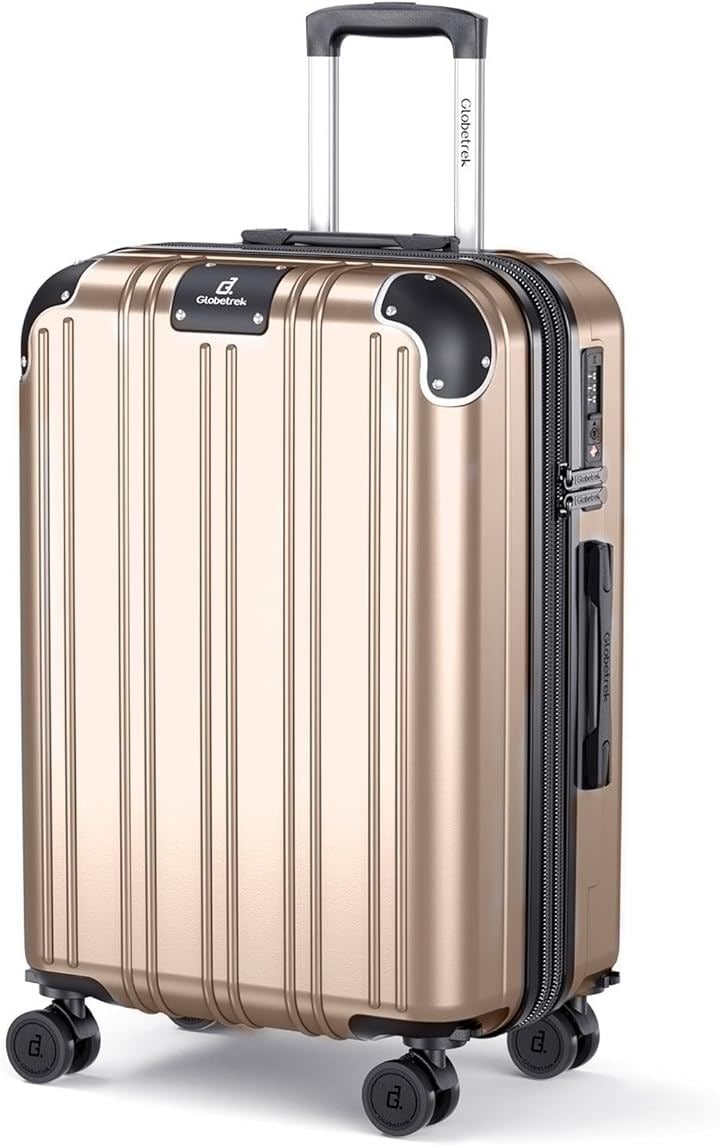スーツケース 拡張機能＆ストッパー付き 超軽量 キャリーバッグ キャリーケース 出張 旅行 (f.シャンパンゴールド, Lサイズ/7泊～長期旅行/95L(75.5x49x29cm))