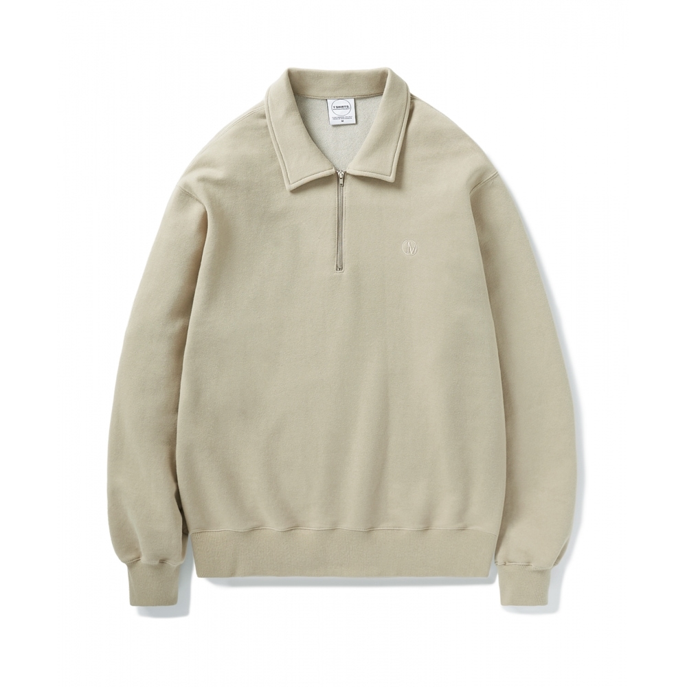 ミニマルプロジェクトサークルロゴハーフジップアップスウェットシャツ MZT707 [ベージュ]