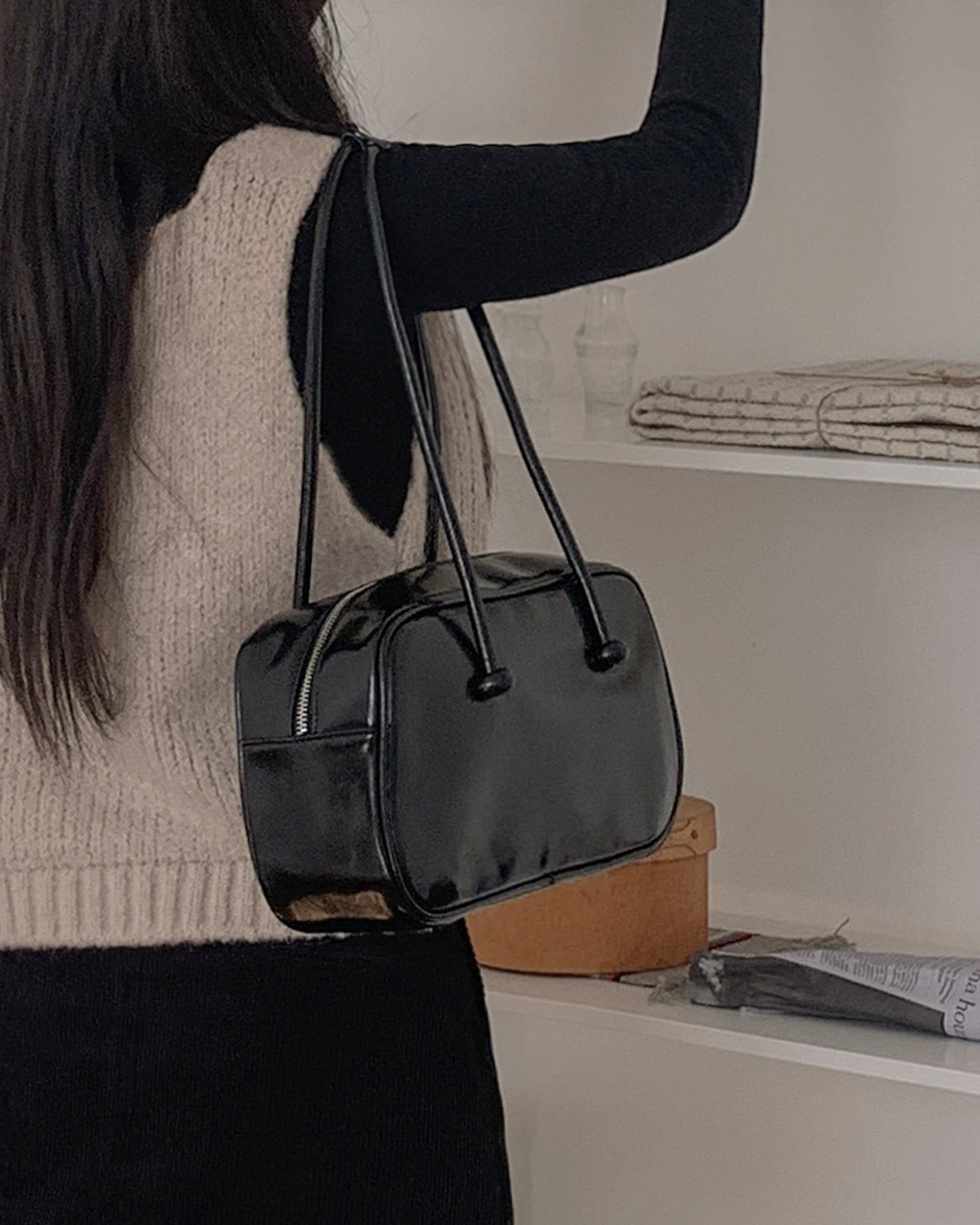 スクエアショルダーバック韓国ファッション レディース